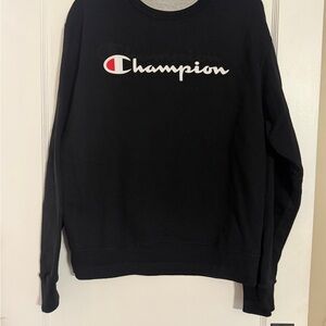 Champion Black Crewneck Sweatshirt with White & Red Logo